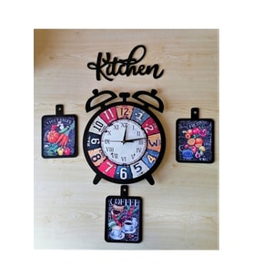 Bilge Ahşap Dekoratif Mutfak Saati (kitchen) (Siyah)
