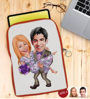 BK Gift Kişiye Özel Sevgililer Karikatürlü Taşınabilir Koruyucu Tablet Kılıfı & Organizer Çanta - Turuncu-56