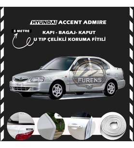 Hyunda Accent Admire Oto Araç Kapı Koruma Fitili 5metre Parlak Beyaz Renk