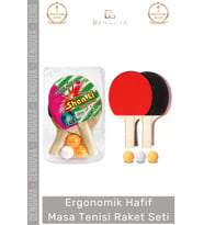 Özel Üretim Ergonomik Dayanıklı Kaliteli Renkli Şık 2 Adet Raket 3 Adet Pinpon Topu Masa Tenisi Seti