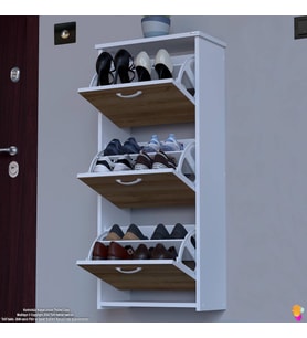 Modilayn WEST Asma Kapı Önü 52x 116 x26 cm’lik 3 Düşer Kapak 6 Göz Bölmeli Ayakkabılık