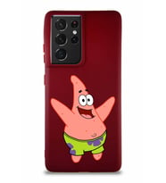 Samsung Galaxy S21 Ultra Soft Premier Kapak Patrick Yıldız Tasarımlı Silikon Kılıf - Mürdüm (Şeffaf)