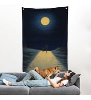 Ay Işığına Yürüyen Kedi ve Dostu Duvar Örtüsü-7504