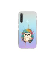 Redmi Note 8 ile Uyumlu Splash Kirpi Tasarımlı Şeffaf Silikon Kılıf
