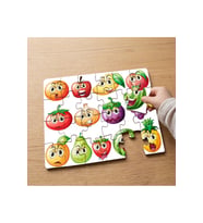 Gülen Surat Meyveler ve Sebzeler Tasarımlı 24 Parça Ahşap Çocuk Puzzle MPK0568