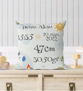 BK Gift Yeni Doğan Bebek Doğum Panosu Yastık - Model 3
