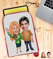 BK Gift Kişiye Özel Sevgililer Karikatürlü Taşınabilir Koruyucu Tablet Kılıfı & Organizer Çanta - Pembe-110