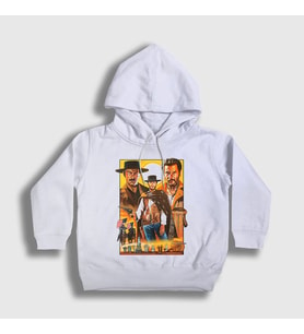 Presmono Unisex Çocuk Beyaz Poster Film The Good The Bad And The Ugly Kapüşonlu Sweatshirt 252471tt