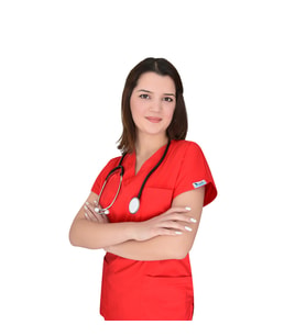 Ünisex Kırmızı Likralı Doktor Hemşire Üniforması Alt Üst Takım