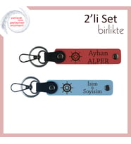 Yakın Arkadaşa Verilecek Şık Hatıra, Kişisel Gemi Anahtarlık Takımı, Nar Çiçeği-Gök Mavi