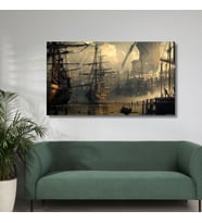 Panoramik Kanvas Tablo Yüksek Kalite Kahverengi Gemiler