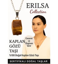 Sertifikalı Fasetli Kaplan Gözü Doğal Taş Kolye – Cesaret Özgüven Enerji ve Koruma Taşı (Çok Renkli)
