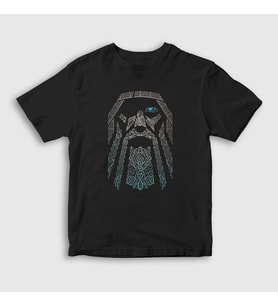 Presmono Unisex Çocuk Siyah Odin Vikings T-Shirt 222088tt