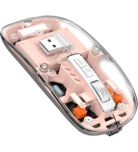 ScHitec M377 Ultra Sessiz 3 Bağlantı Modlu 2xBluetooth Kablosuz Bağlantı + 2.4Gh Gaming Type-C Şarjlı Mouse Pembe