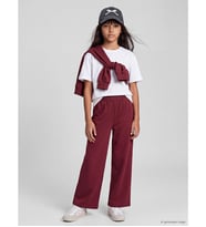 LCW Kids Bordo Beli Lastikli Kız Çocuk Soft Touch Eşofman Altı
