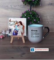 Anneye Hediye Fotoğraflı Dekoratif Taş, Kupa Bardak Beyaz Hediye (Model 10)