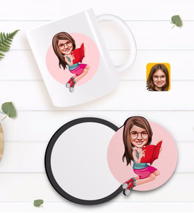 BK Gift Kişiye Özel Kız Çocuk Karikatürlü Beyaz Kupa ve Ahşap Bardak Altlığı Hediye Seti-5