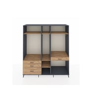 Kronos Dolap 7 Raflı 4 Çekmeceli 3 Askılı 220x59x243 Antrasit-Çam/Çam