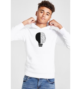 Lightbulb & Brain Beyaz Çocuk 3ip Kapşonlu Sweatshirt