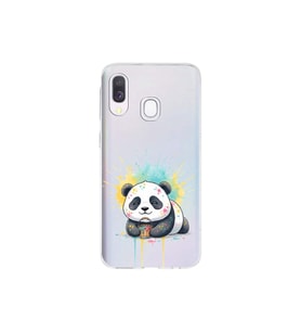 Samsung Galaxy A40 ile Uyumlu Splash Panda Tasarımlı Şeffaf Silikon Kılıf