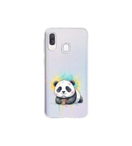 Samsung Galaxy A40 ile Uyumlu Splash Panda Tasarımlı Şeffaf Silikon Kılıf