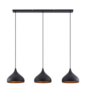 Rsylight Retro Dekoratif Metal Masa Üstü 3 Lü Siyah Rustik Dekoratif Sarkıt Avize 100 cm
