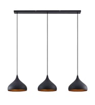 Rsylight Retro Dekoratif Metal Masa Üstü 3 Lü Siyah Rustik Dekoratif Sarkıt Avize 100 cm