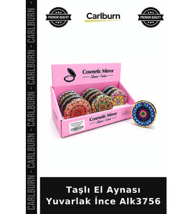 Özel Üretim Şık Hediyelik Aksesuar Taşlı El Aynası Yuvarlak İnce Alk3756