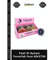 Özel Üretim Şık Hediyelik Aksesuar Taşlı El Aynası Yuvarlak İnce Alk3756