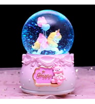  Işıklı Müzikli  Unicorn Happy Püskürtmeli Büyük Boy Kar Küresi