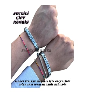 Çiftlere Özel İtalyan Charm Çelik Bileklik Sevgiliye Hediye- Çift Bilekliği (2 ADET)