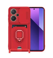 Pilelistore   Xiaomi Redmi Note 13 Pro Plus Kılıf Zuma Kartvizitli Yüzüklü Silikon - Kırmızı
