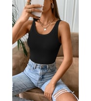 Kadın Siyah Kolsuz Kalın Askılı Uzun Crop Top Bluz & Atlet