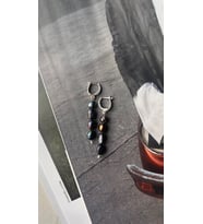 925 ayar gümüş siyah inci küpe