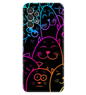 Samsung Galaxy M14 Kılıf Silikon Desen Özel Seri Neon Cats 1790