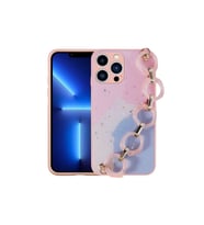 Apple iPhone 13 Pro Uyumlu Kılıf Simli Desenli El Askılı Tutacaklı Zore Elsa Silikon Kapak (Pembe)