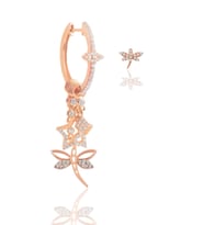 Gümüş rose zirkon taşlı yusufçuk şans küpe SGTL11769ROSE