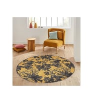 Eliana Home Baskılı, Yıkanabilir Kaymaz Taban Yuvarlak Halı LNA7014 120x120 cm (Sarı)