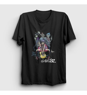 Presmono Unisex Siyah Band Gorillaz T-Shirt 54108tt