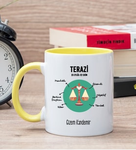 Kişiye Özel Terazi Burcuna Hediye Sarı Kupa Bardak