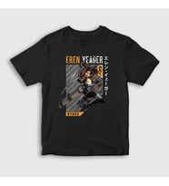 Presmono Unisex Çocuk Siyah Eren Fan Anime Attack On Titan T-Shirt 125501tt