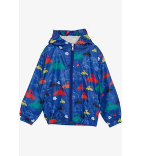 Breeze Girls & Boys Erkek Çocuk Yağmurluk Renkli Arabalar Desenli 1-5 Yaş, Saks Mavisi