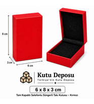 6x8x3 cm Tam Kapaklı Selefonlu Süngerli Takı Kutusu - Kırmızı (DEMONTE) (50 ADET)