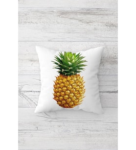 Ananas Desenli Çift Tarafı Baskılı Gizli Fermuarlı Yastık Kılıfı Kırlent Koltuk Yastık Kılıfı (Beyaz)