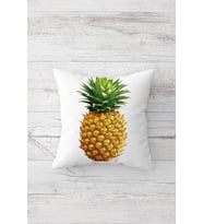 Ananas Desenli Çift Tarafı Baskılı Gizli Fermuarlı Yastık Kılıfı Kırlent Koltuk Yastık Kılıfı (Beyaz)