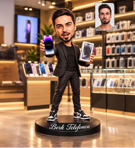 Kişiye Özel Telefoncu Tasarımlı Ahşap Biblo