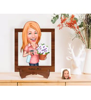 BK Gift Kişiye Özel Ev Hanımı Karikatürlü Ahşap Standlı 3D Biblo-2 (Beyaz)