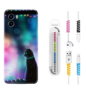 Vivo Y15S Y32 Y33S Y51 Y53S Kılıf Kablo Koruma Spiral Silikon Window Cat 1787