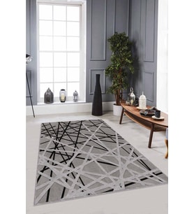 Siyah Spor Kaymaz Tabanlı Makinede Yıkanabilir Halı RV169 - 100 x 160 cm