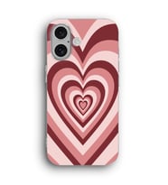 iPhone 16 Uyumlu Pembe Kalp Desenli Şeffaf Telefon Kılıfı